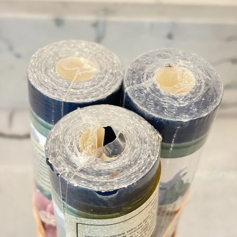 Vintage Eisenhart Floral Wallpaper Border 3 Rolls Blue Green Pink 15 Yards Total